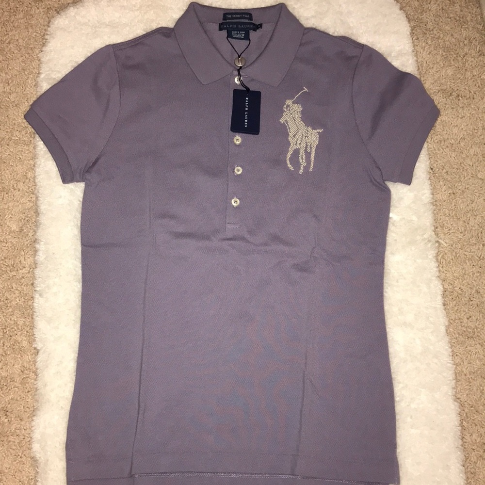 Ralph Loren lavender beaded polo NEW WITH TAGS